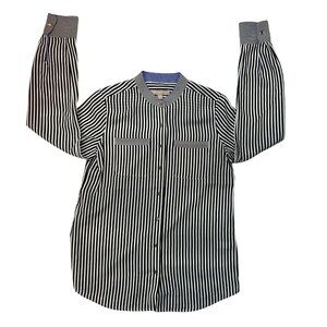 Banana Republic NWT black/white stripe button down shirt womens xs